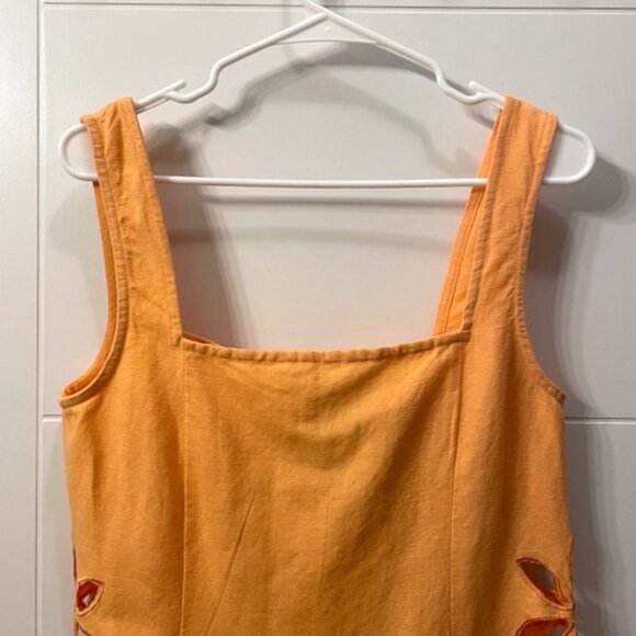 NWT Tach Afrodita Mini Dress Linen Floral Embroidered Cutouts Orange XL - Picture 6 of 16